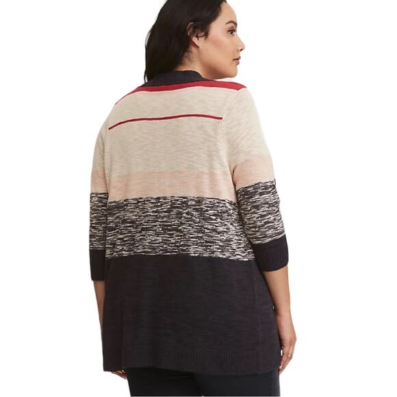 Torrid Striped 3/4 Sleeve Open Long Cardigan  Size 3 - Picture 3 of 12